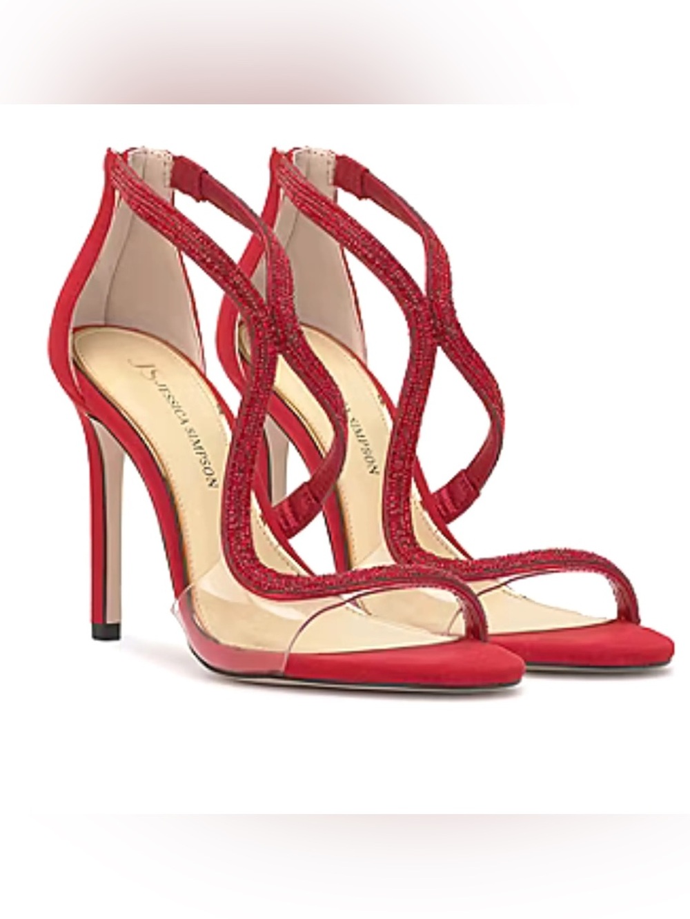 Jessica Simpson Red Glitter JJ-Jorinda Strappy High Heel Sandals